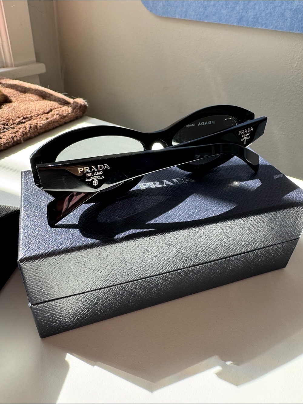Prada Black Sunglasses with original box and glasses container